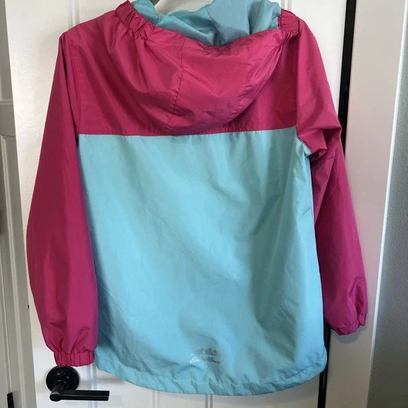 Eddie Bauer Kids Girls Windbreaker Jacket Pink Teal Hooded Large‎ L 14/16 - Picture 5 of 6